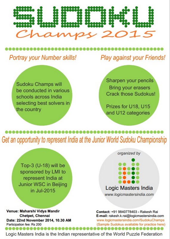 Sudoku Champs 2015 – Kids Contests