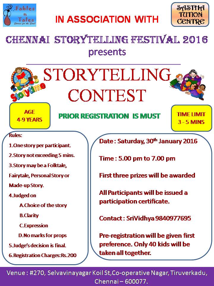 Story Telling Contest On Jan 30 2016 Kids Contests
