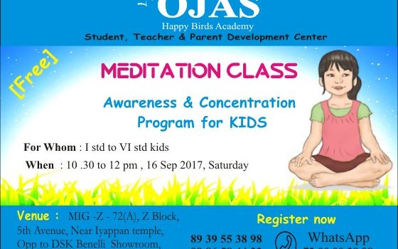 Free meditation class for kids @ Ojas Free meditation class for kids @ Ojas