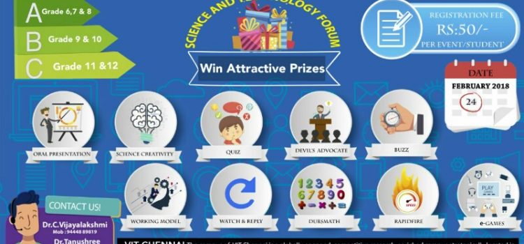SciTech@VIT 2018 – Exclusively for school children on 24th Feb’18 @ VIT Chennai Campus SciTech@VIT 2018 – Exclusively for school children on 24th Feb’18 @ VIT Chennai Campus