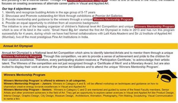 Annual Art Olympiad 2018-19 by Small Hand Big Art Annual Art Olympiad 2018-19 by Small Hand Big Art