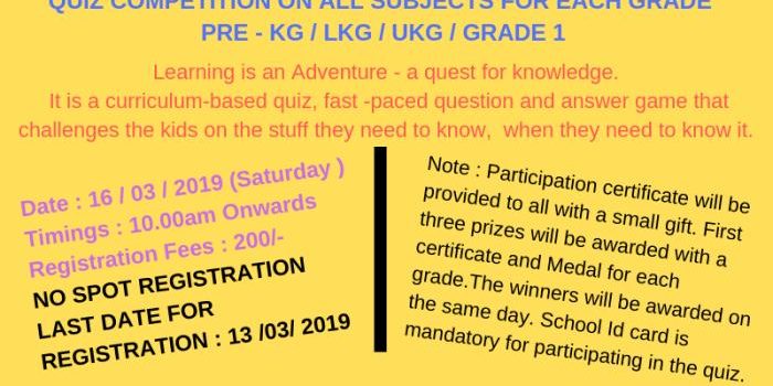 Inter School Quiz Competition on 16.03.2019 Inter School Quiz Competition on 16.03.2019