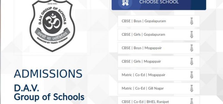 D.A.V Group of Schools, Chennai Admissions 2019-20