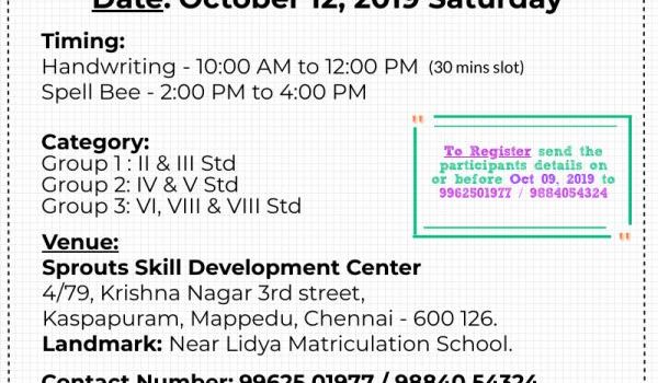 Handwriting & Spell Bee by Sprouts SDC and SWESWA Kalaikoodam