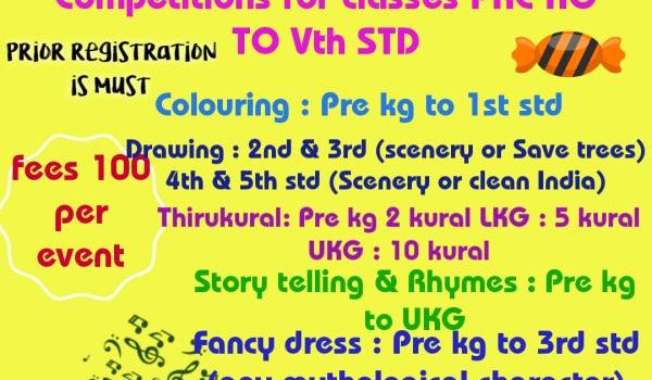 KIDS FEST at New Perungalathur on Nov 3, 2019 for kids from classes PreKG to 5th Std