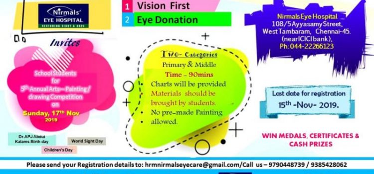 5th Sri TRT Memorial Annual Creative Art Contest conducted by Nirmals Eye Hospital on 17th Nov 2019 5th Sri TRT Memorial Annual Creative Art Contest conducted by Nirmals Eye Hospital on 17th Nov 2019