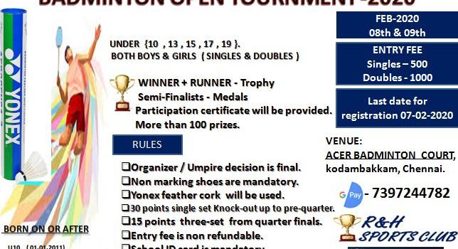 Badminton, Art, Table Tennis Competitions 2020 by R&H Sports Club Badminton, Art, Table Tennis Competitions 2020 by R&H Sports Club