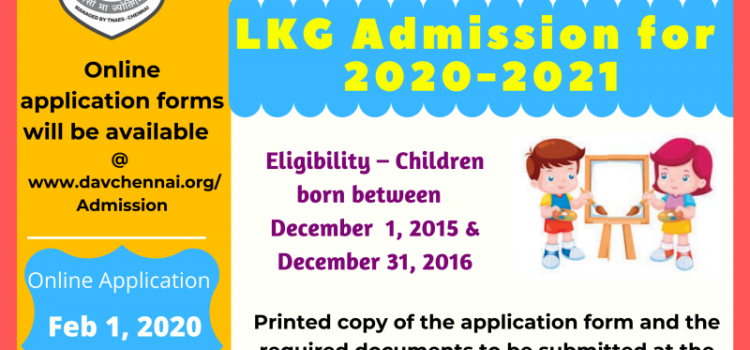 DAV Group of Schools LKG Admissions 2020-21