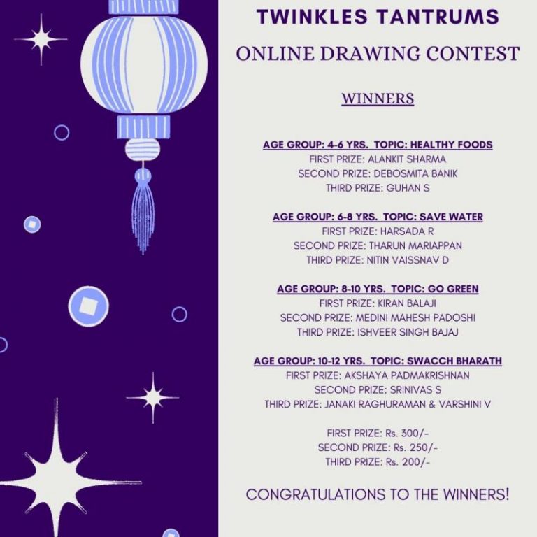 Online Drawing Contest Winners Announcement from Twinkles Tantrums
