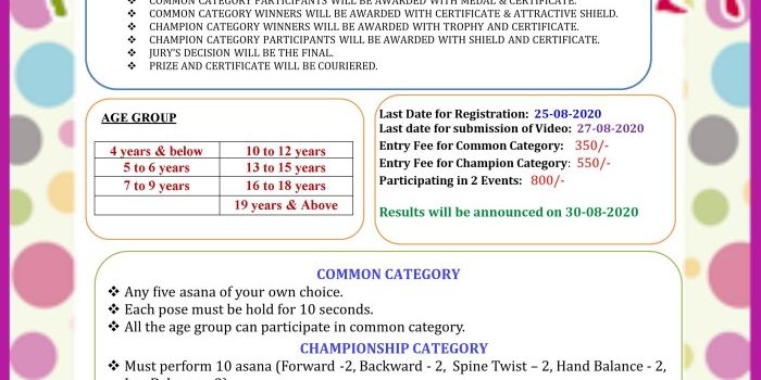 1st National Online Yogasana Championship Competition 2020 by Sishra Yogalaya