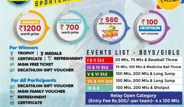 Sportena Athlete Fiesta for School / Academy Children on 25.06.2022 @SDAT GROUND, Chetpet Chennai