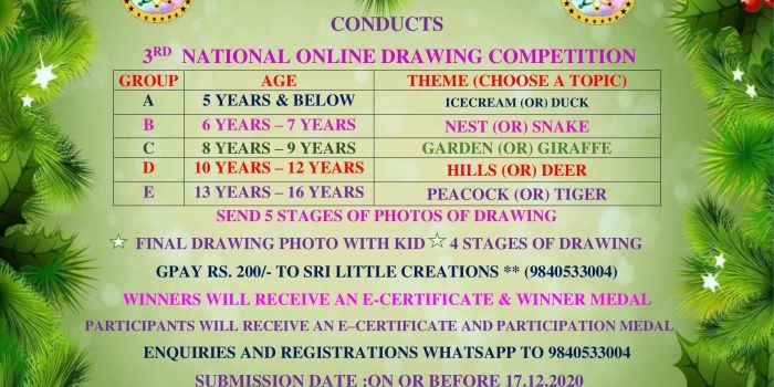 SRI LITTLE CREATIONS – 3rd National Drawing Contest 2020 SRI LITTLE CREATIONS – 3rd National Drawing Contest 2020