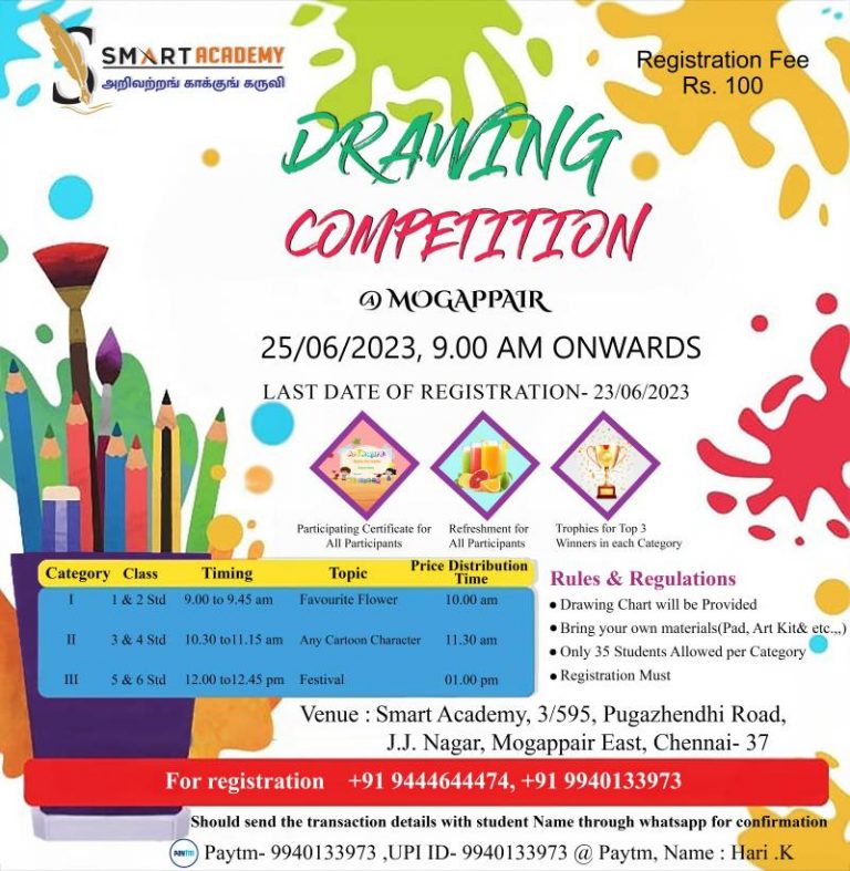 Drawing Competition on 25.06.2023 Smart TNPSC Academy, Mogappair