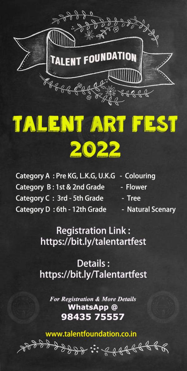 ARTISTO 2022 - NATIONAL LEVEL ONLINE DRAWING CONTEST - TALENT FOUNDATION