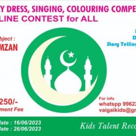 Vaigai Fancy dress, Singing, Rhymes, Online Competition June 2023