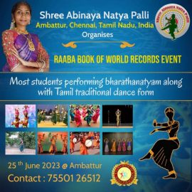 Shree Abinaya Natya Palli Organises Raaba Book of World Record Event On June 25th 2023