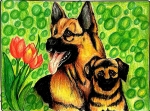 Bhagavathy-Raja-Artwork-Dog-and-Puppy-Painting