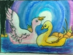 Kaneena-Jain-Artwork-4-Swans-Oil-Pastel-Painting
