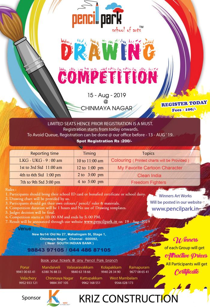Pencilpark Drawing Competition at Chinmaya Nagar on August 15, 2019 ...
