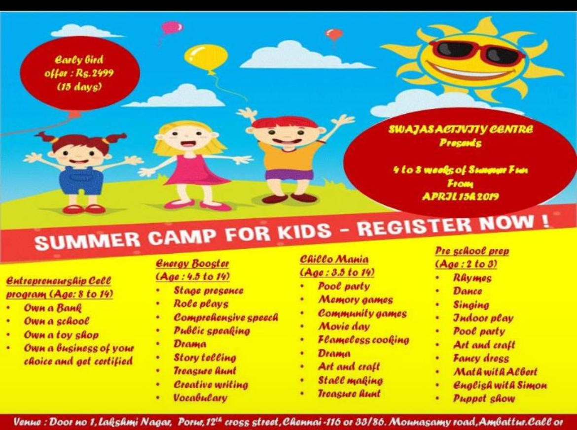 Swajas Summer Camp 2025 Kids Contests