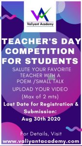 Valiyant Academy Teacher’s Day Competition 2020 – Kids Contests