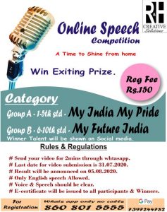 Online Speech Competition 2020 by R&H CREATIVE SOLUTIONS – Kids Contests